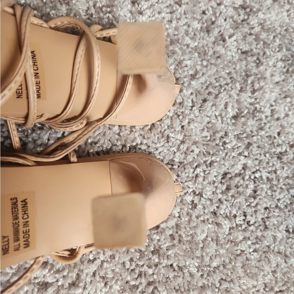 Sweet Talker Nude Strappy Lace Up Heels - Picture 9 of 9